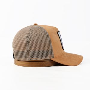 หมวกแก๊ปทรงทรัคเกอร์หนังกลับสีน้ำตาลยี่ห้อ Baida  ปักลายม้า 'El Payaso'  สำหรับทุกเพศ - Product Image 3