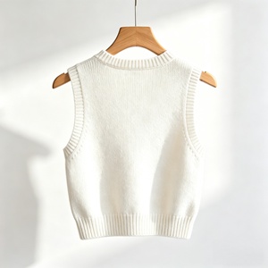 เสื้อกล้ามถักผ้าฝ้าย BCI สำหรับผู้หญิง เสื้อสเวตเตอร์คอกลมแบบลำลองสำหรับฤดูร้อน - Product Image 3