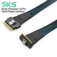 Cable SlimSAS 8i SFF-8654 de 24 Gbps 4.0 Gen4, 74P de Alta Densidad, Interconexión de Almacenamiento Interno con Blindaje ABS