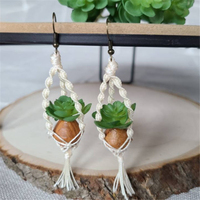 Échantillons Gratuits – Boucles d'Oreilles Macramé Personnalisées pour Plantes, Mini Pot de Succulente en Macramé, Breloque Suspendue, Bijoux Bohèmes Faits Main, Accessoires de Mode