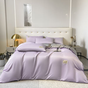 Ensemble <span class=keywords><strong>de</strong></span> literie pour lit double en soie glacée quatre pièces ajustées sur mesure en polyester satiné <span class=keywords><strong>de</strong></span> coton avec rideaux assortis - Product Image 6