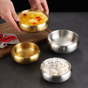 Korean Style 304 Stainless Steel Rice Bowl Gold Soup Bowl Kimchi Bowl Barbecue Bowl Dipping Sauce Dish - Product Image 1