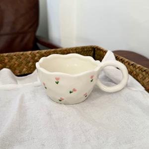 Taza de Café de Cerámica Pintada a Mano Estilo Coreano, Taza de Porcelana Irregular con Asa, Taza para Latte, Taza de Desayuno de Alta Calidad, Herramienta para Cupcakes - Product Image 3