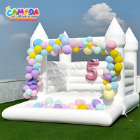 Château gonflable blanc avec fosse à balles, petit, extérieur, PVC, jardin, fête, château gonflable pour sauter
