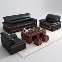 Ensemble de canapés en cuir moderne à trois places, canapé de réception pour bureau et bureau à domicile, meubles de salon de luxe