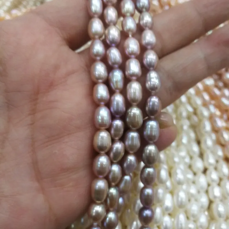 3A New 100% Natural Freshwater Pearl Rice Shape Beads For Jewelry DIY Bracelet Necklace 6-7mm Drop Pearl Strand 14''