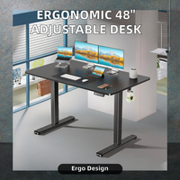 1.2M 48 pouces électrique ergonomique hauteur réglable marron Table de bureau en bois double moteur s'asseoir support sain panneau extensible
