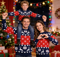 Pull Jacquard Personnalisé OEM & ODM 2026 pour Noël, Manches Longues, Tricot d'Hiver pour la Famille, Enfants Filles Garçons, Automne