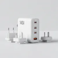 Chargeur mural GaN 140W à 4 ports, adaptateur de charge rapide USB-C PD3.1 avec port USB-A QC 30W pour ordinateur portable, iPhone et appareils intelligents