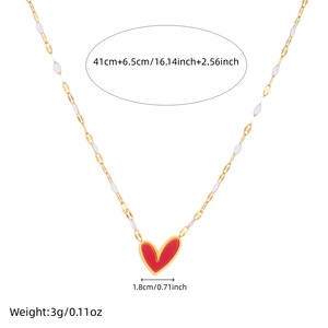Cadena <span class=keywords><strong>de</strong></span> Labios Chapada en <span class=keywords><strong>Oro</strong></span> Simple y Moderna con Colgante en Forma <span class=keywords><strong>de</strong></span> Corazón Negro y Rojo, Collar <span class=keywords><strong>de</strong></span> Acero Inoxidable para Mujer - Product Image 5