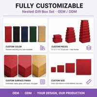 Ensemble de boîtes cadeaux de luxe personnalisées rouges gaufrées, 10 pièces, avec couvercle et base, en papier, vente en gros pour Noël et les fêtes