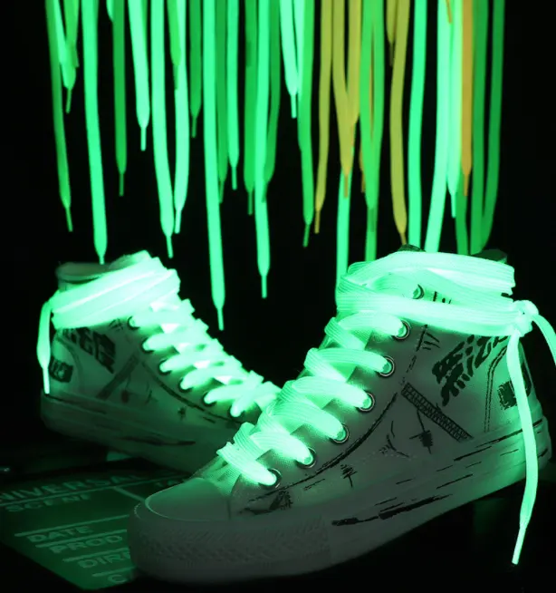 Luminous Shoelace Flat Coloured Shoe Laces Glow in The Dark Fluorescent Athletic Shoes Party Camping Shoelace