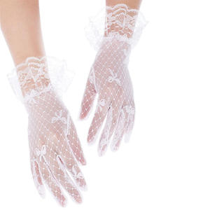 أزياء الصيف للسيدات واقية من الشمس قفازات الزفاف مع الدانتيل الأسود والقوس لحفلات الزفاف - Product Image 6