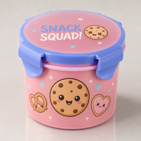 Boîte à collation en plastique personnalisable avec un design amusant, boîte de rangement alimentaire avec couvercle