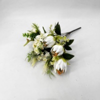 Karangan Bunga Duka Cita Buatan dari Kain dengan Protea, Bunga Peringatan untuk Makam & Rangkaian Pemakaman