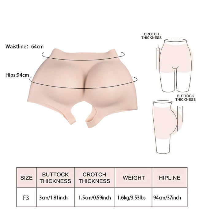 Gathered Butt-Lifting Crotch-Opening Pure Silicone Fake Buttocks Pants