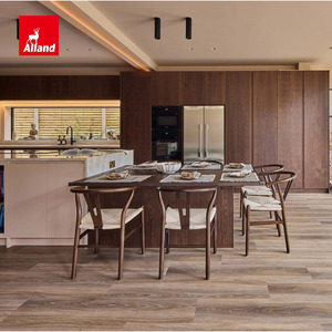 Armoire de cuisine de style farmhouse Alland en placage de <span class=keywords><strong>bois</strong></span> de chêne brun teinté avec bar à café et feuille de stratifié acrylique pour îlot - Product Image 4
