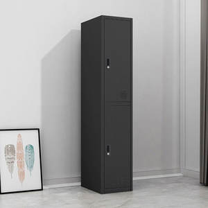 Rangement de vêtements bureau maison appartement école dortoir métal armoire armoire acier Almirah simple 2 portes casier avec serrure - Product Image 1
