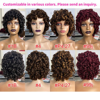 Perruque sans colle en cheveux humains vierges indiens bruts, bouclés, fabriquée à la machine, style Fumi Curl, prête à l'emploi, vente en gros, pas chère