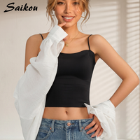 Débardeur côtelé sans couture avec soutien-gorge intégré, rembourré, sexy, push-up, sans armatures, respirant et écologique