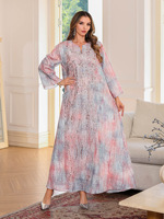 Abaya de Dubaï Robe musulmane pour femme Robe longue imprimée de diamants chauds Kaftan Arabic Party Caftan Elegant Embroidery Abayas Dress