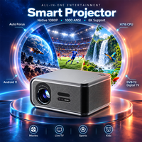 Projecteur intelligent 1080p, 1000 lumens ANSI natifs, Android, WiFi, prise en charge du décodage vidéo 8K, télévision numérique DVB-T2, home cinéma