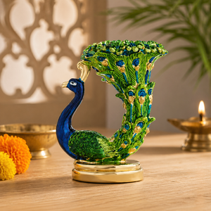 Chandelier religieux en métal, sculpture artistique 3D Paon, finition moderne polie, laiton antique et argenté, pour la maison et le bureau - Product Image 1