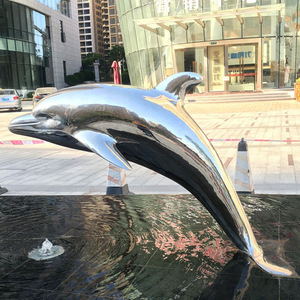 Escultura de Delfín de Acero Inoxidable para Europa y América, 4000 mm, Acabado Espejo, Decoración Artística para Fuentes y Piscinas Exteriores, Adorno Animal - Product Image 4