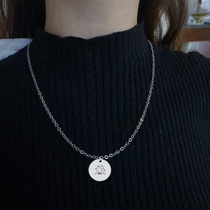 Colgante circular de 12 constelaciones para hombre y mujer, Horóscopo de la <span class=keywords><strong>suerte</strong></span>, joyería grabada, ajustable, acero inoxidable, signo del zodiaco, collar - Product Image 3