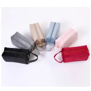 Women Zipper Velvet Make Up Travel Large Cosmetic Bag for Makeup Solid Color Female Make Up Pouch Storage bag