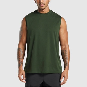 Wholesale Custom Summer Soft Green Singlets for Men Cotton Spandex Sports Tank Top Custom logo Loose <b>Running</b> Singlet Men - Product Image 1