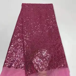 2024 splendido tessuto ricamato indiano paillettes tulle da sposa in pizzo di perline per abito da sera per il partito