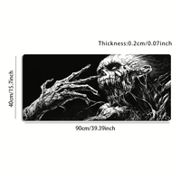 Grand tapis de bureau pour jeux vidéo Dark Skeleton Monster, noir et blanc, art gothique, XXL, tapis de souris