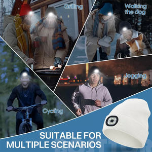 Casquettes et chapeaux de crâne chauds multi-usages pour sports d'hiver avec lampe <span class=keywords><strong>frontale</strong></span> à LED Bluetooth 5.0 Bonnets de musique tricotés sans fil pour hommes femmes - Product Image 6