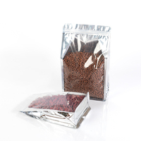 Pochette à fond plat en aluminium avec soufflets latéraux et fenêtre transparente, sac d'emballage alimentaire refermable pour café et thé