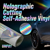 Vinilo Holográfico en Rollo, Material de Publicidad para Exteriores, Resistente a los Rayos UV, Impermeable, Brillante, Autoadhesivo, Imprimible con Láser