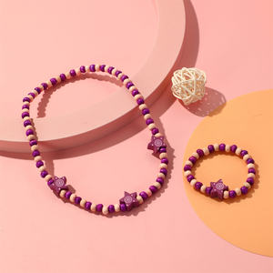 Ahşap boncuklu takı seti kolye ve bilezik kızlar partiler ve fotoğraf için aksesuarlar giyinmek Diy moda tulumları için - Product Image 4