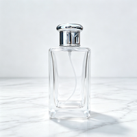 Flacon pulvérisateur de parfum en verre transparent carré de 100 ml, rechargeable, à fond épais, atomiseur de parfum, vente en gros