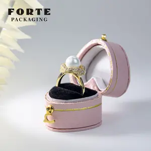 FORTEファッションカスタムロゴジュエリーボックス絶妙な小さなボックスセレモニアルリングギフトボックス、ロック付き
