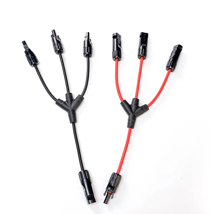 Цена PV солнечный кабель гнездовой разъем mc-4 Y делитель 3 к 1 с MC-4 штекерным и женским разъемами черный и красный 50 комплектов/Ctn
