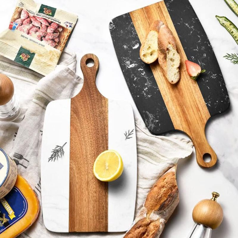 Acacia Wood and Marble Cheese Cutting