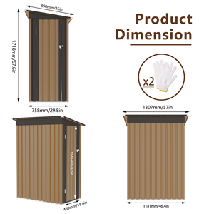 Casetta <span class=keywords><strong>da</strong></span> <span class=keywords><strong>Giardino</strong></span> in Metallo 5 x 3 FT con Tetto a Falda e Porta Laterale a Battente, Ripostiglio Esterno Impermeabile <span class=keywords><strong>per</strong></span> <span class=keywords><strong>Giardino</strong></span> e Casa - Product Image 4