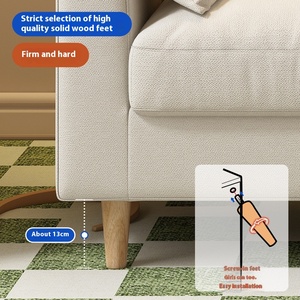 Ghế <span class=keywords><strong>sofa</strong></span> nhỏ <span class=keywords><strong>2</strong></span> chỗ ngồi phong cách Bắc Âu hiện đại, chất liệu vải mềm mại, có chân gỗ, thích hợp cho phòng khách, phòng ngủ, căn hộ, nhà cho thuê - Product Image 4