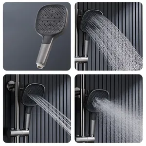 Set di rubinetti per doccia con Display digitale a LED e piattaforma di stoccaggio 4 funzioni doccia Set di tasti per pianoforte termostatici sistema doccia - Product Image 4