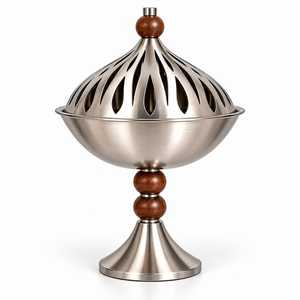 Aluminum <b>Silver</b> Polished Incense <b>Burner</b> for Luxury Home Decor Meditation Yoga Aromatherapy and Spiritual Interior Styling - Product Image 1