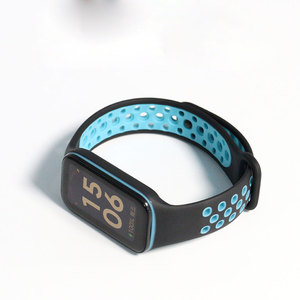 Bi-renk değiştirme silikon kayış delikleri Redmi Band2 <span class=keywords><strong>Mi</strong></span> Band8 aktif akıllı saat bantları için yumuşak nefes Watchband Correa - Product Image 3