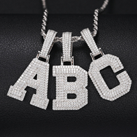 Vente en gros de boucles diamant Moissanite A-Z initiale pendentif en argent sterling 925 bijoux glacés pendentif lettre Hip Hop pour hommes