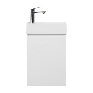 Meuble-lavabo compact moderne blanc autoportant à porte simple avec vasque <span class=keywords><strong>en</strong></span> céramique intégrée pour salle de bain de petite taille - Product Image 1