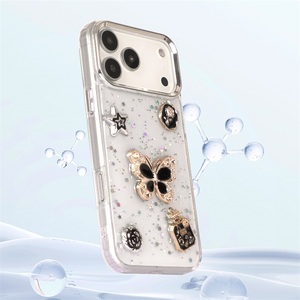 เคสกันกระแทก TPU ลายดอกไม้ผีเสื้อวิบวับ คุณภาพสูง หรูหรา สำหรับโทรศัพท์รุ่น 17 16 15 14 Pro Max แฟชั่น - Product Image 1