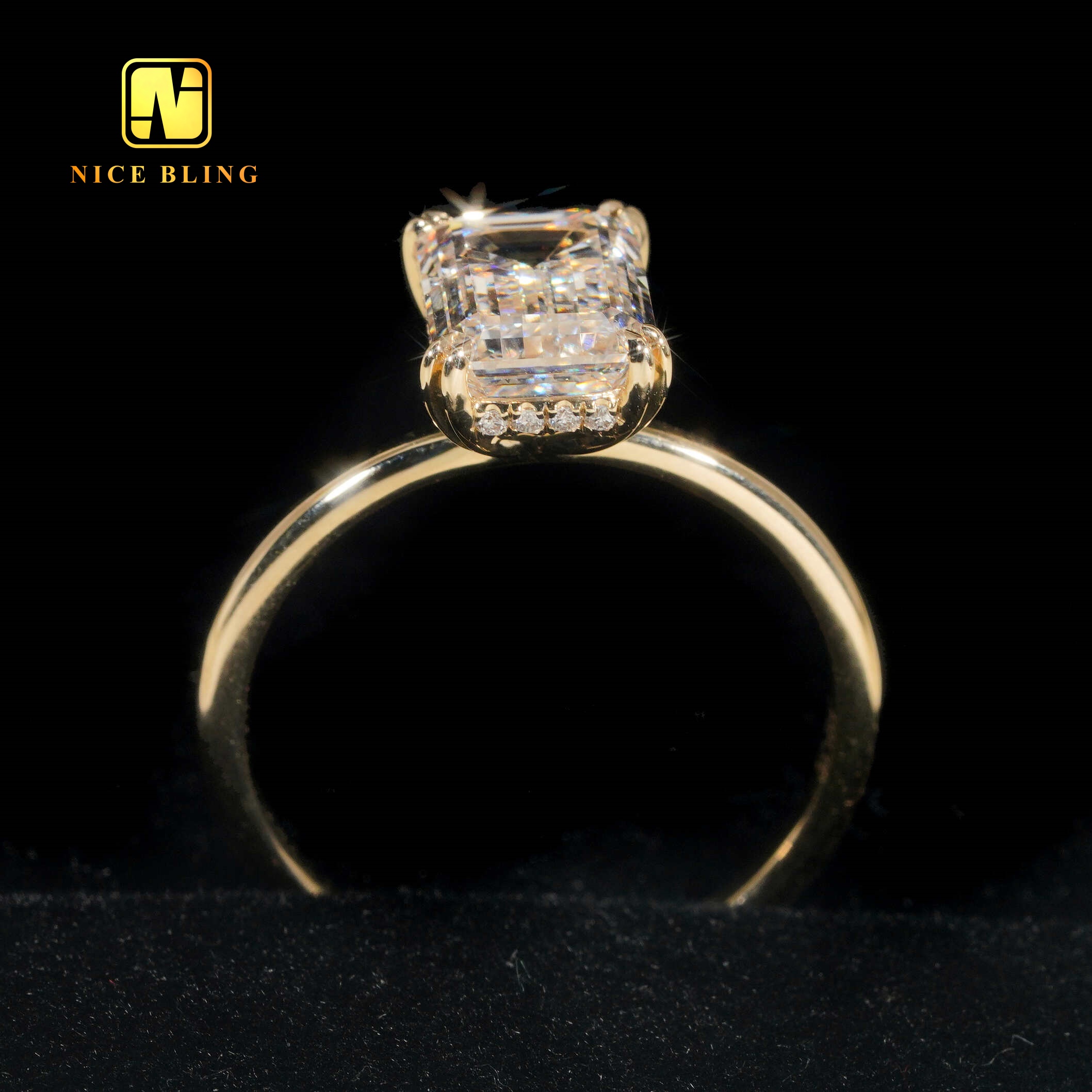 ring lab grown diamond bezel emerald cut